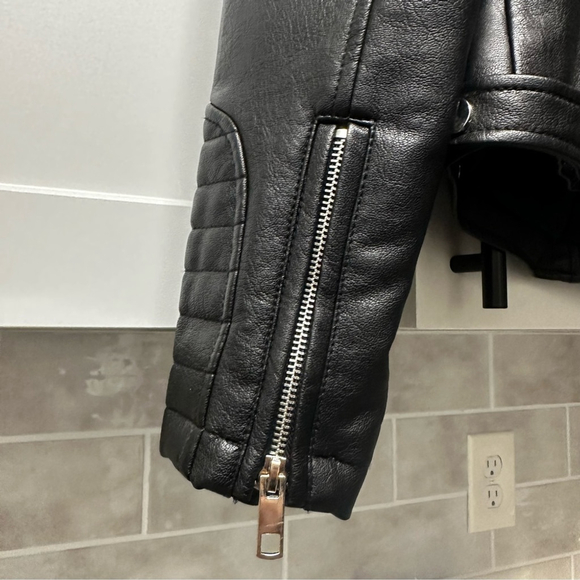 DEX Black Faux Leather Moto Jacket L - Picture 8 of 10